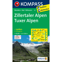 Cartographia Zillertali és Tuxi Alpok turistatérkép - Kompass WK 37 9783850265188