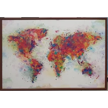 Világtérkép fehér-színes falitérkép 91,5x61 cm - keretezett