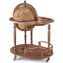 Cartographia Földgömb Zoffoli GIASONE 40 cm, antik - Bárgömb tálalókocsival 