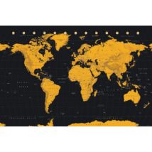 Cartographia Világtérkép SÁRGA FEKETE falitérkép 91,5x61 cm - választható kivitel 