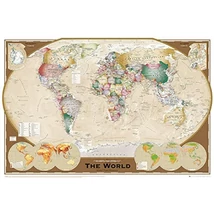 Cartographia Világtérkép antik, politikai falitérkép 91,5x61 cm - fóliázott, lécezett 