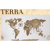Cartographia Világtérkép 3D fa puzzle falitérkép - terra - választható méret