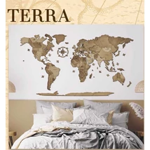 Cartographia Világtérkép 3D fa puzzle falitérkép - terra - választható méret