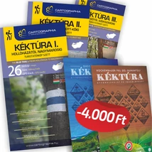 Cartographia KÉKTÚRA I. + II. + III. térképszett - 1 db ajándék igazolófüzettel