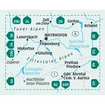 Cartographia Zillertali és Tuxi Alpok turistatérkép - Kompass WK 37 9783991541912