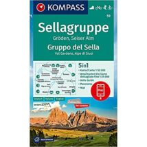 Cartographia K 59Dolomitok: Sella-csoport / Gröden / Seiseralm turistatérkép Kompass 9783990448373
