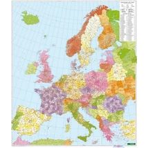 Cartographia Európa postai irányítószámos térkép íves (papír) 1:3 700 000 (96x113cm) Freytag 9783850844154