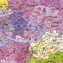 Cartographia Európa postai irányítószámos térkép íves (papír) 1:3 700 000 (96x113cm) Freytag 9783850844154