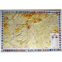 Cartographia Magyarország földrajzi dombortérkép, címeres 118 X 82 - HM 9789633276259
