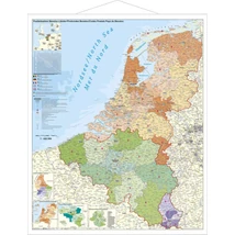 Cartographia Benelux államok postai irányítószámos térképe 100 x 140, fémléces - Stiefel 2000000009193
