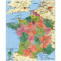 Cartographia Franciaország postai irányítószámos térképe 100 x 140, fémléces - Stiefel 2000000006734