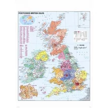 Cartographia Nagy-Britannia postai irányítószámos térképe 100 x 140, fémléces - Stiefel 5998504313229