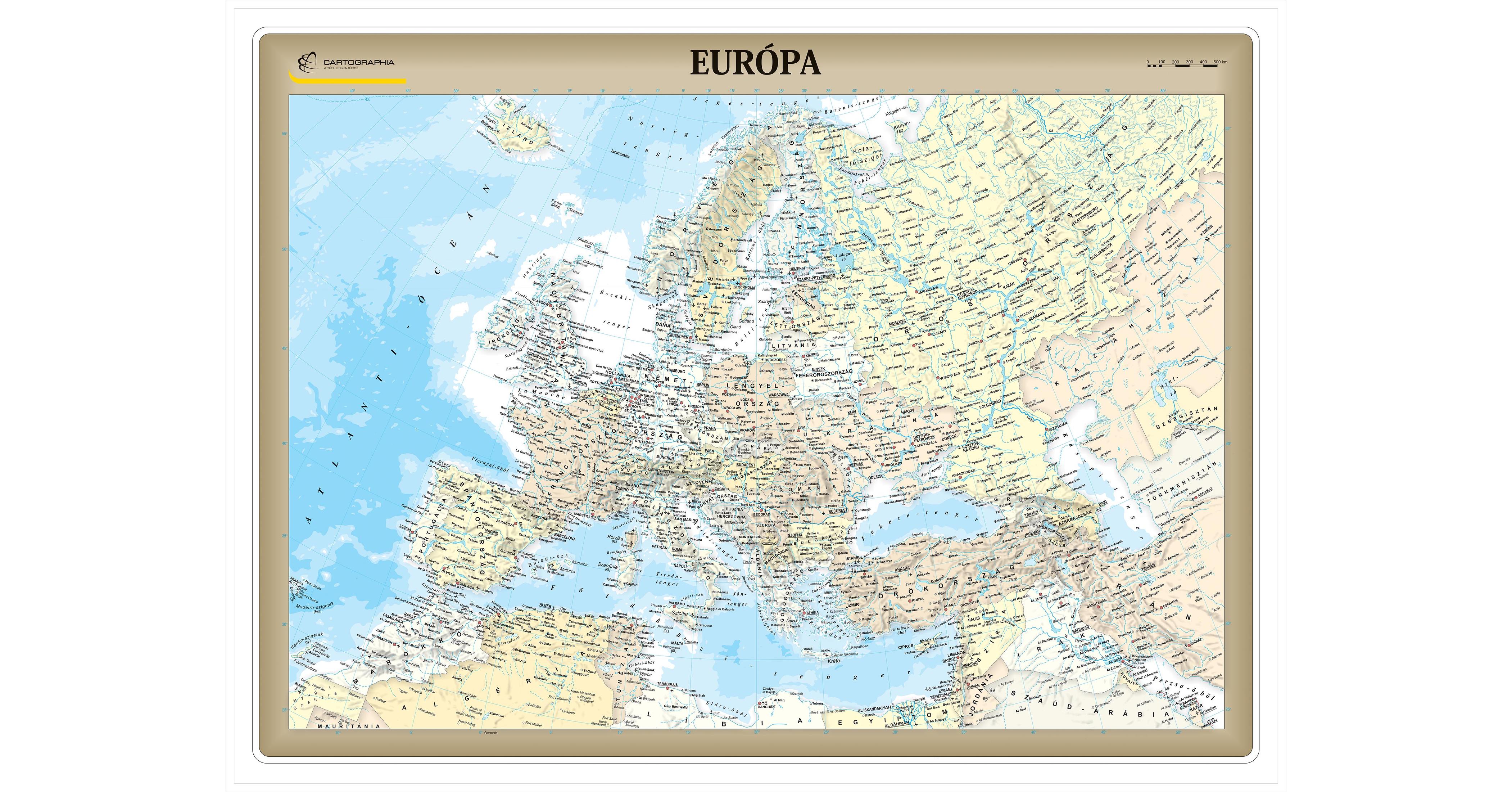 Európa országai antik keretes falitérkép - Cartographia