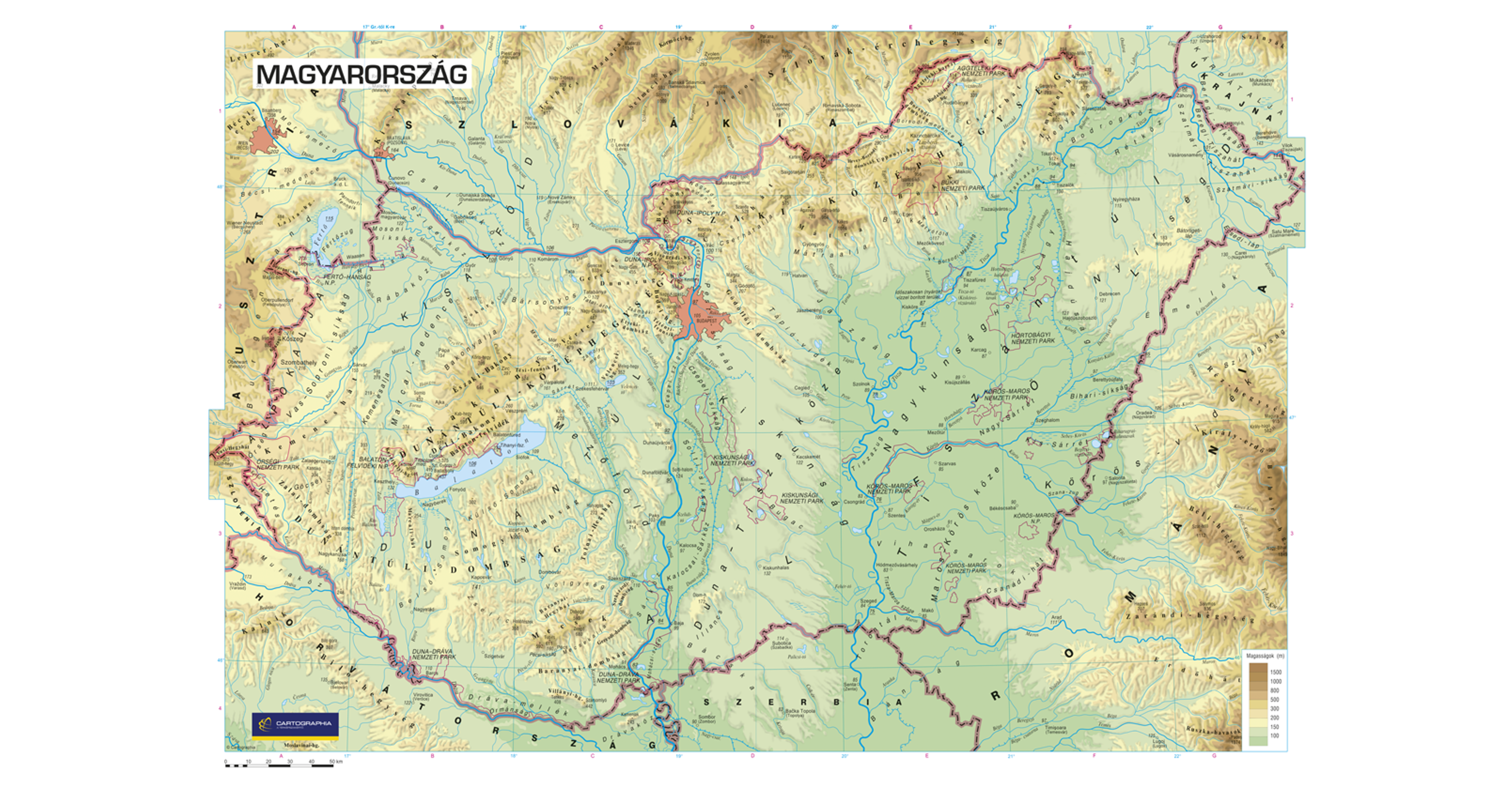 Magyarorszag Domborzata Faliterkep Valaszthato Meret Es Kivitel Cartographia