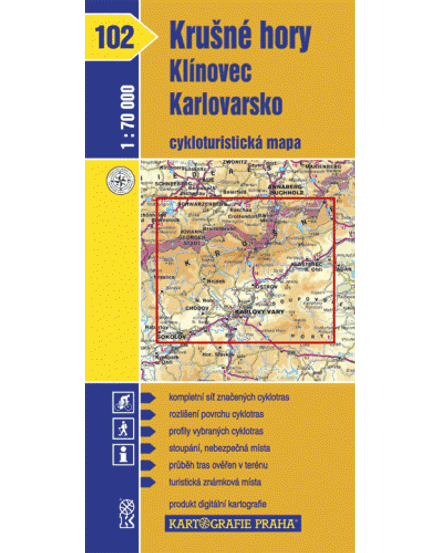 Cartographia CM 102 Érchegység, Klinovec, Karlovy Vary kerékpáros térkép 9788070119006