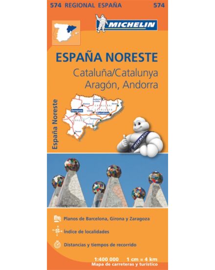 Cartographia Spanyolország régiótérkép: Aragon, Katalónia  574 - Michelin 9782067184251