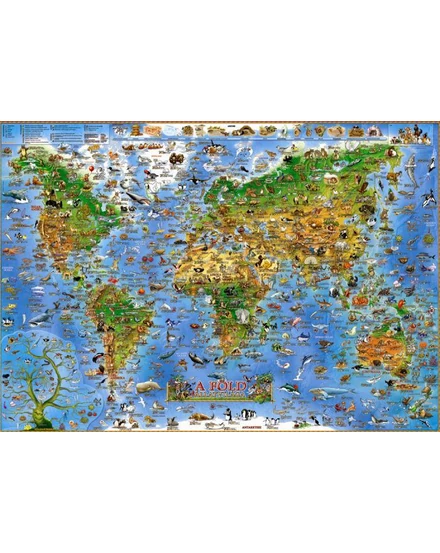 Cartographia A Föld állatvilága gyerekeknek - gyermektérkép, lécezett 