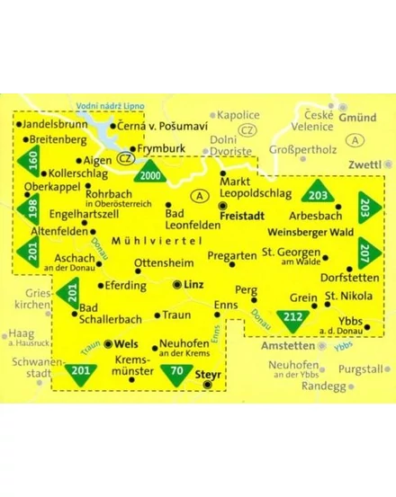 K 202 Linz és környéke, Mühlviertel, Wels, Steyr turistatérkép