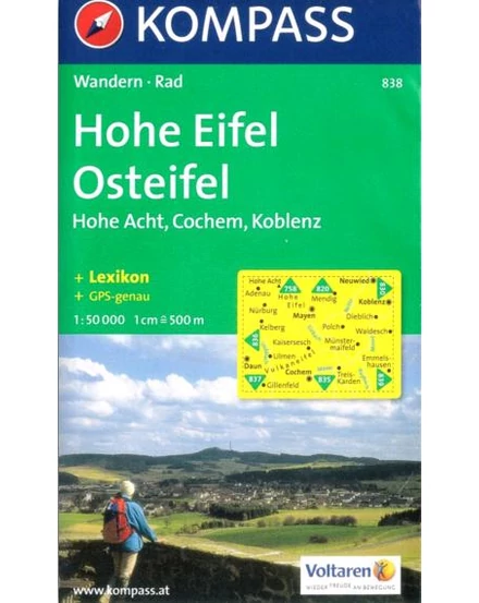 Cartographia K 838 Hohe Eifel, Osteifel, Hohe Acht, Cochem, Koblenz turistatérkép 9783854913634