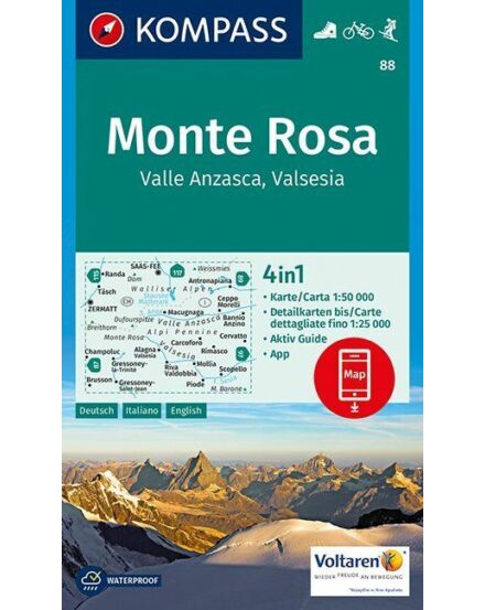 Cartographia K 88 Monte Rosa turistatérkép 9783850266369