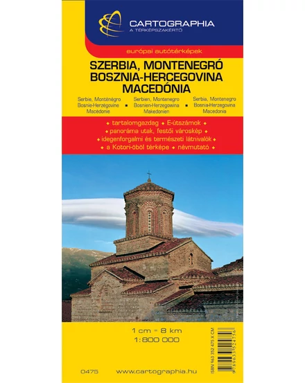 Cartographia Szerbia, Montenegró, Bosznia-Hercegovina, Macedónia, Koszovó térkép 9789633524756