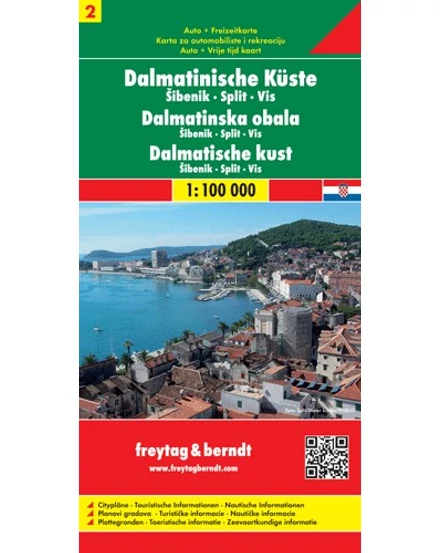 Cartographia Dalmát-tengerpart 2 / Sibenik - Split - Vis térkép (Freytag) 9783850849975