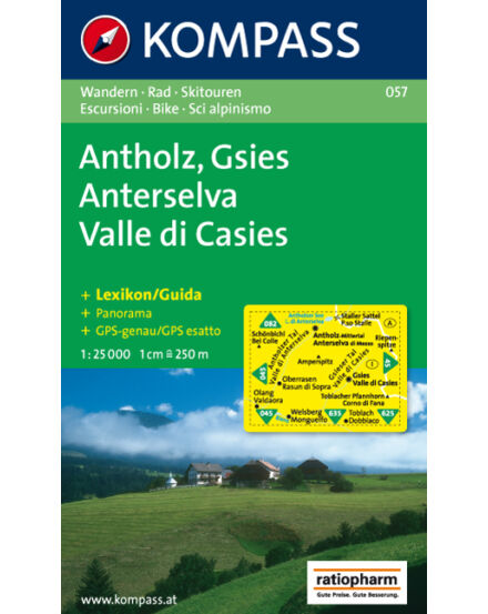 Cartographia  - KOMPASS Wanderkarten: Antholz-Gsies /Anterselva-Valle di Casies turistatérkép