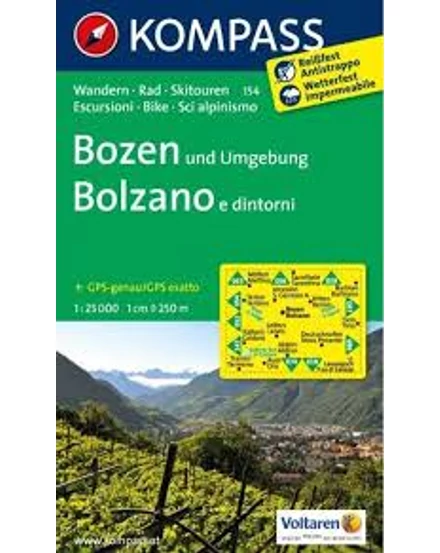 Cartographia K 154 Bozen és környéke turistatérkép 9783850266635