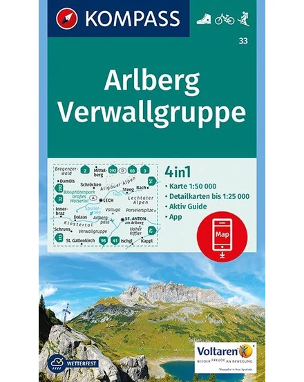 Cartographia K 33 Arlberg, Verwallgruppe turistatérkép 9783990443118