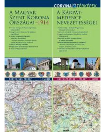 Cartographia A Magyar Szent Korona országai (1914 ) / A Kárpát-medence nevezetességei duó térkép 9789631361100