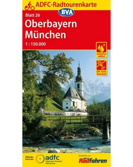 Cartographia ADFC kerékpáros túratérkép - 26 Felső Bajorország, München 9783870737177