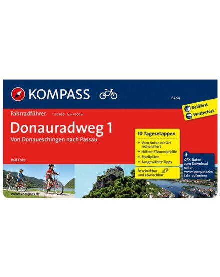 Cartographia K 6464 Donauradweg 1 Donauesch.-től Passau-ig kerékpáros útikönyv 9783850266536