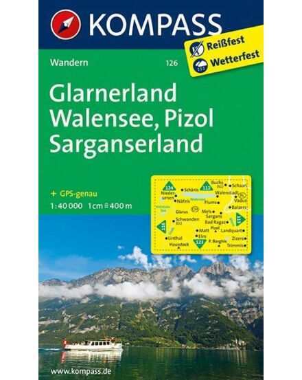Cartographia K 126 Glarnerland, Walensee turistatérkép 9783850269131