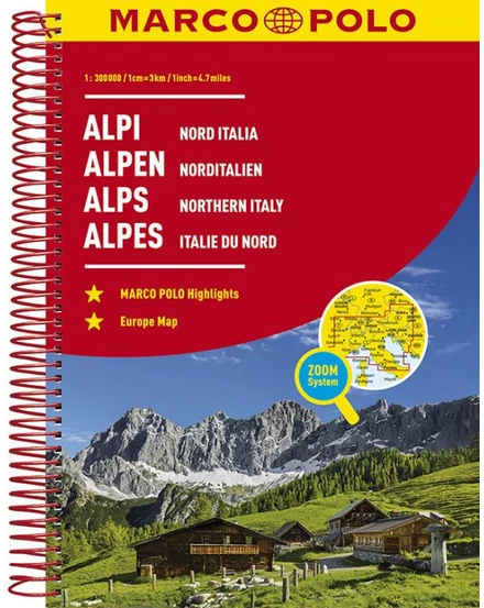 Cartographia Alpok/Észak-Olaszország atlasz 9783829736800
