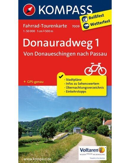 Cartographia  - K 7009 Duna menti kerékpárút térkép (Donaueschingentől Passauig)