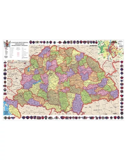 Cartographia A Magyar Szent Korona országai fémléces előoldali fényes fóliával falitérkép - 5998504311713