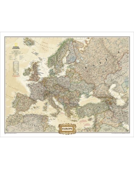 Cartographia Európa falitérkép antik - National Geographic, keretes (kicsi) 2000000009810