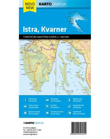 Isztria, Kvarner-öböl turisztikai és hajózási térkép