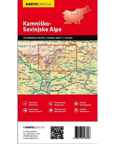 Cartographia Kamniki-Alpok turistatérkép 3830048523608