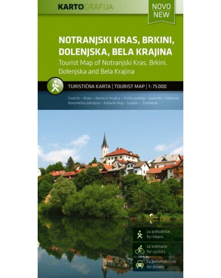 Cartographia Notranjski Kras, Brkini, Dolenjska, Bela krajina turistatérkép 3830048521062