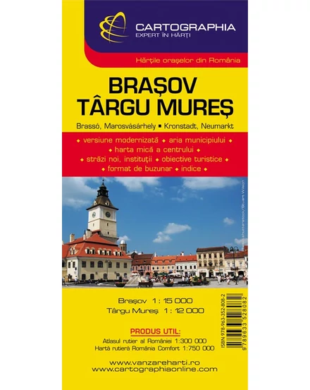 Cartographia Brassó, Marosvásárhely várostérkép 9789633528082