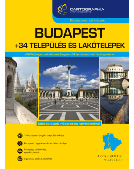 Cartographia Budapest +34 település és lakótelepek atlasz 9789633526064