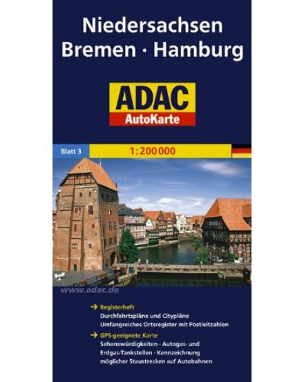 Cartographia Alsó-Szászország, Bréma, Hamburg autótérkép - ADAC 9783826423024