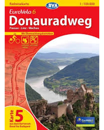 Cartographia Duna menti kerékpárút térkép Eurovelo 6 - 7/5. 9783870736170