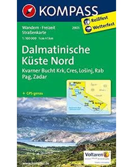 Cartographia K 2901 Észak Dalmát-tengerpart (Krk-Cres-Losinj-Rab-Pag-Zadar) turistatérkép 9783850264457