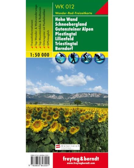 Cartographia WK012 Hohe Wand–Schneebergland–Gutensteiner Alpen–Piestingtal–Lilienfeld–Triestingtal–Berndorf turistatérkép (Freytag) 9783850843201