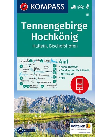 Cartographia K 15Tennengebirge Hochkönig turistatérkép - Kompass 9783990443804