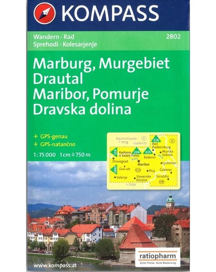 Cartographia K 2802 Maribor, Pomurje, Dráva-völgy turistatérkép 9783850261357
