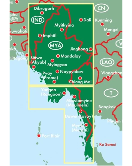 Myanmar - Burma térkép (Freytag)