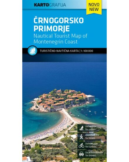 Montenegro tengerpartja turisztikai és hajózási térkép
